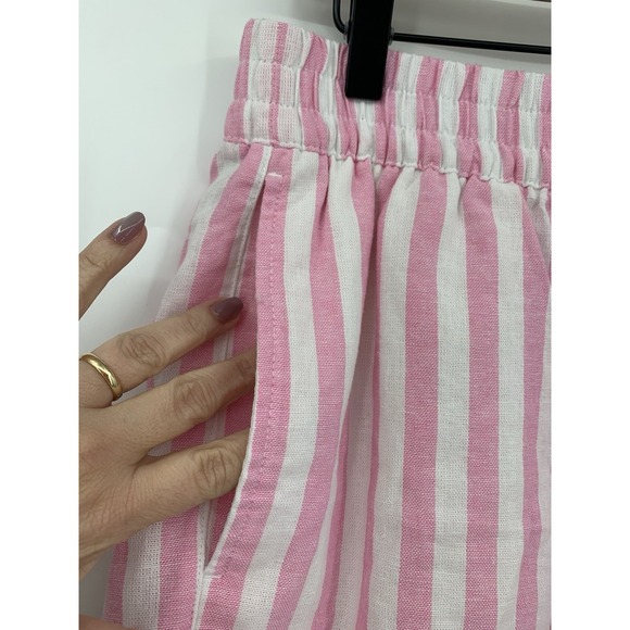 Old Navy Shorts Womens Medium Pink White Striped Linen Blend Pull On Boho - Picture 5 of 9